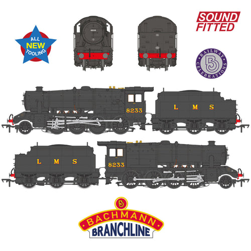 LMS 8F with Riveted Tender 8233 LMS Black SOUND FITTED
