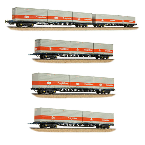 BR FFA/FGA Flats 5-Wagon Bundle - BR Blue with Freightliner Containers