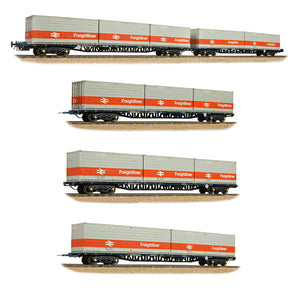 BR FFA/FGA Flats 5-Wagon Bundle - BR Blue with Freightliner Containers