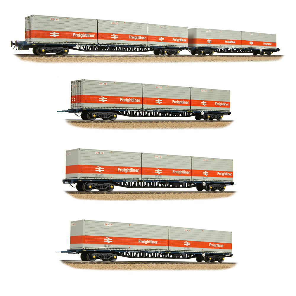 BR FFA/FGA Flats 5-Wagon Bundle - BR Blue with Freightliner Containers