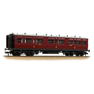 LNWR 50ft Arc Roof Composite Corridor LMS Crimson Lake - Bachmann -39-863 - Scale OO