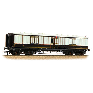 LNWR 50ft Arc Roof Full Brake LNWR Dark Claret & White - Bachmann -39-890 - Scale OO
