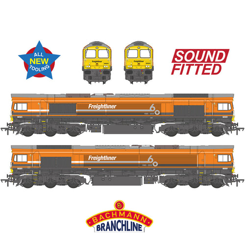 Class 66/5 66501 Freightliner 60 1965-2025 Freightliner Orange - Bachmann -50-011SF -Scale OO 1:76