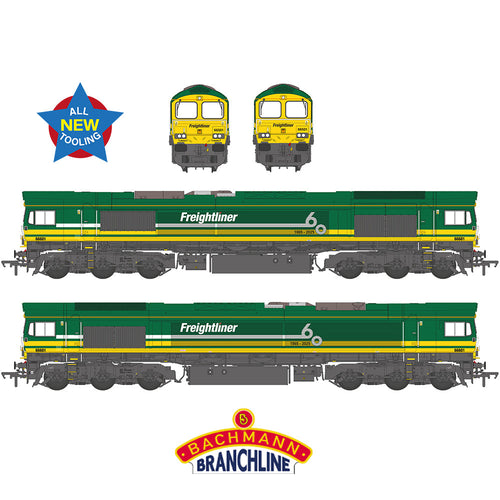 Class 66/6 66601 Freightliner 60 1965-2025 Freightliner Green - Bachmann -50-012 -Scale OO 1:76