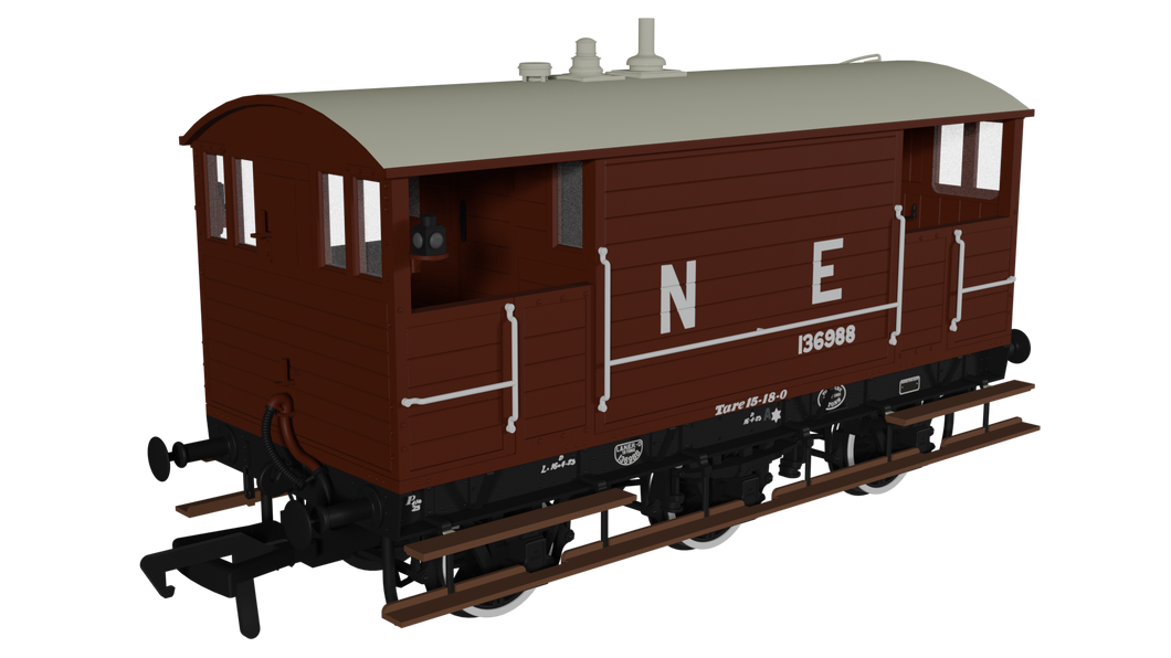 GCR 15T 6w Brake - LNER Bauxite pre-1936 No.136988 - Rapido Trains - 975006