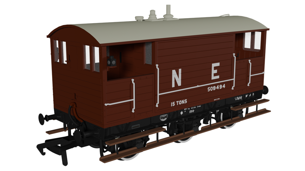 GCR 15T 6w Brake - LNER Bauxite pre-1936 No.509494 - Rapido Trains - 975007