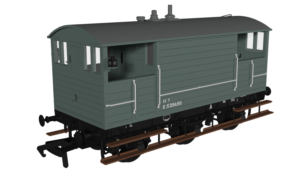 GCR 15T 6w Brake - BR Grey No.E535650 - Rapido Trains - 975013