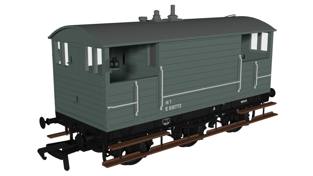 GCR 15T 6w Brake - BR Grey No.E531773 - Rapido Trains - 975014