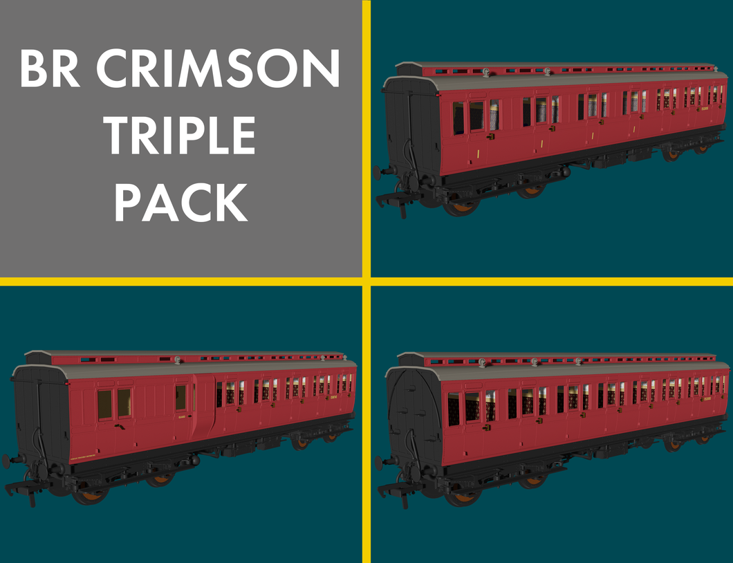 BR Crimson 'Evolution' Non-Corridor Carriage Pack - Rapido Trains - 978225