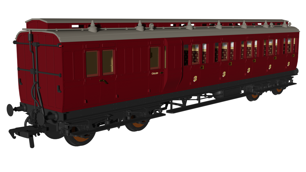 Generic Crimson 'Evolution' Non-Corridor Carriage Brake Third - Rapido Trains - 978243