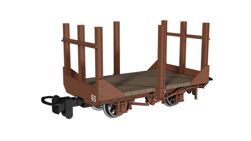 009 Stake Wagon -  Plain Rusty Brown No.65 - Rapido Trains - 990705