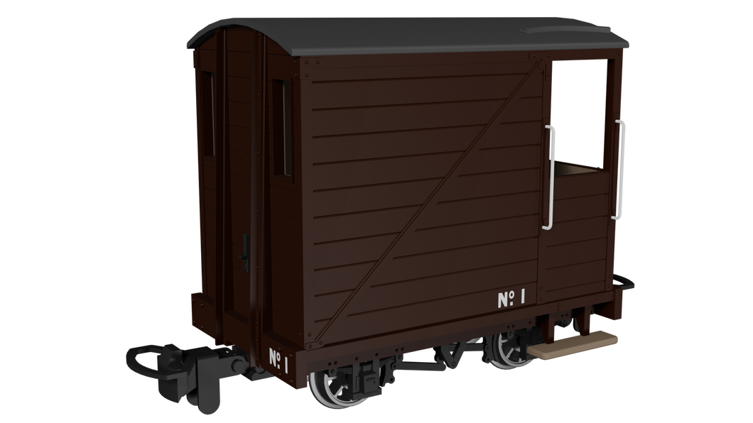 009 Single Veranda Brake Van -  Plain Brown No.1 - Rapido Trains - 990801