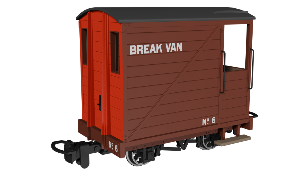 009 Single Veranda Brake Van -  Brown with Red Ends No.6 - Rapido Trains - 990802