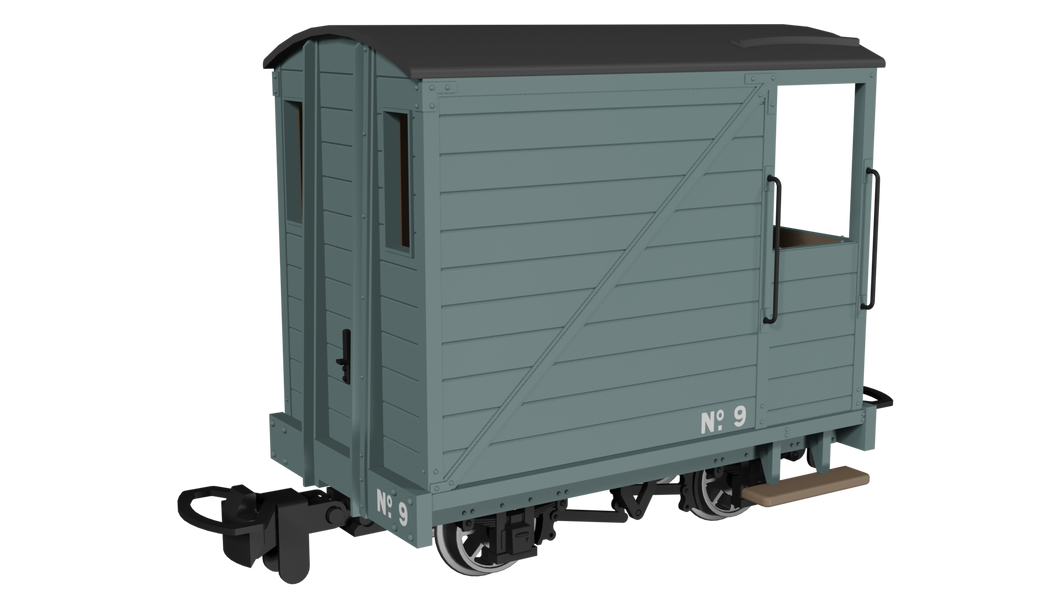009 Single Veranda Brake Van -  Plain Grey No.9 - Rapido Trains - 990803