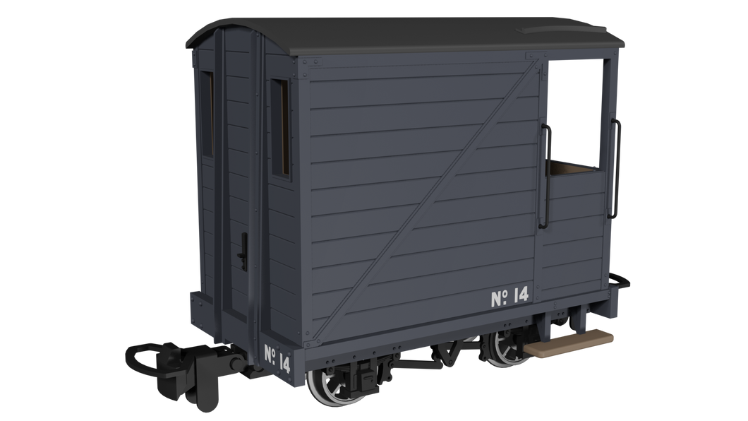 009 Single Veranda Brake Van -  Plain Dark Grey No.14 - Rapido Trains - 990804