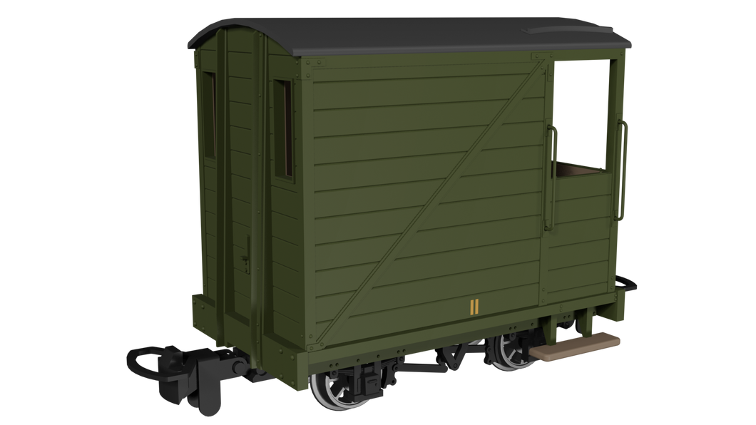 009 Single Veranda Brake Van -  Plain Green No.11 - Rapido Trains - 990805