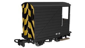009 Single Veranda Brake Van -  Black with Wasp Stripes No.19 - Rapido Trains - 990806