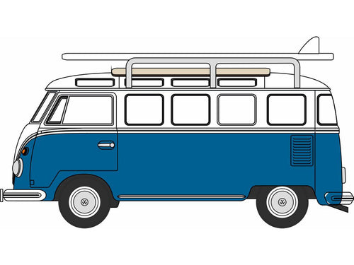 *VW T1 Split Screen Samba Bus/Surfboards Gulf Blue/White