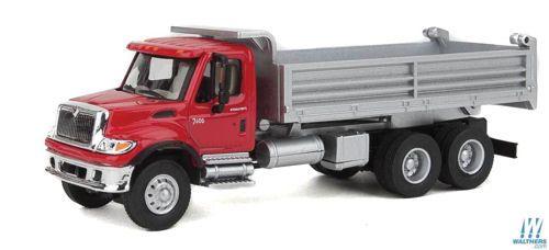 International 7600 3 Axle Heavy Duty Dump Truck Red/Silver