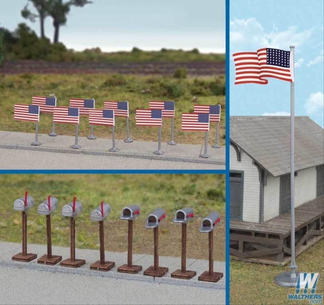 US 48 Star Flags (11) & Mailboxes (8) Kit