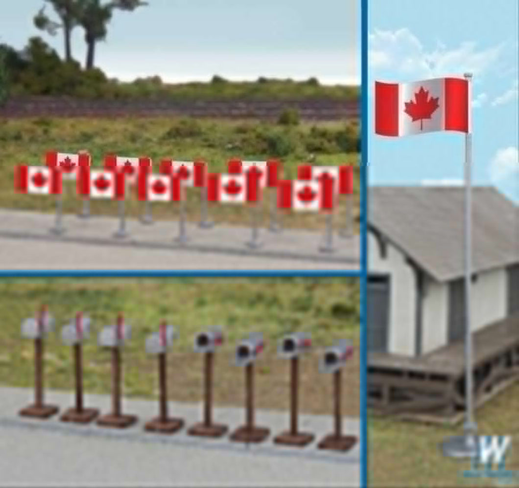 Canadian Flags (11) & Mailboxes (8) Kit