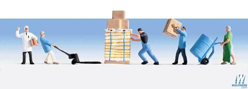 Warehouse Workers (5) and Accessories Figure Set