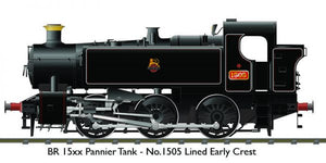PRE ORDER - BR 15xx Pannier Tank - 1505 Lined Black Early Crest - DCC SOUND OO Gauge Rapido 904503