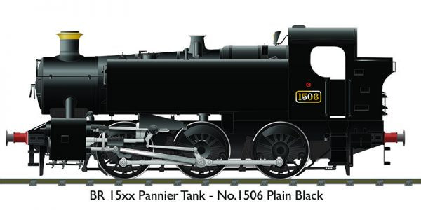 BR 15xx Pannier Tank - 1506 Unlined Black No Crest OO Gauge Rapido 904001