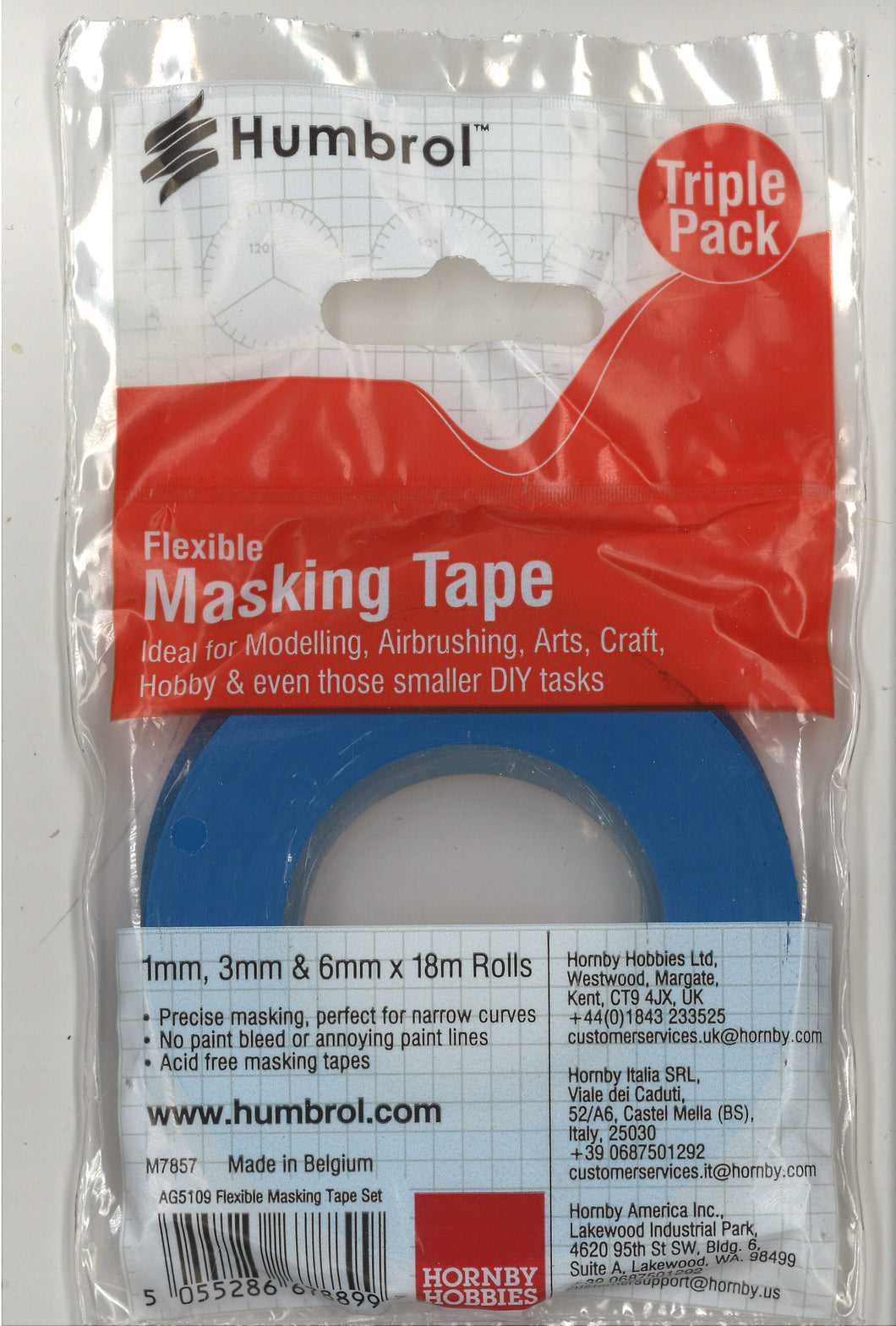 Masking Tape Set BLUE (1mm/3mm/6mmx18m Rolls) - Humbrol - G5109