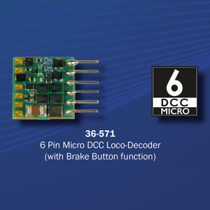 6 Pin Micro DCC Loco-Decoder (with Brake Button function) - Bachmann -36-571