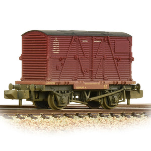 Conflat Wagon BR Bauxite (Early) with BR Crimson BD Container [W, WL] - Bachmann -377-328C