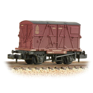 Conflat Wagon BR Bauxite (Early) with BR Crimson BD Container [W, WL] - Bachmann -377-328C