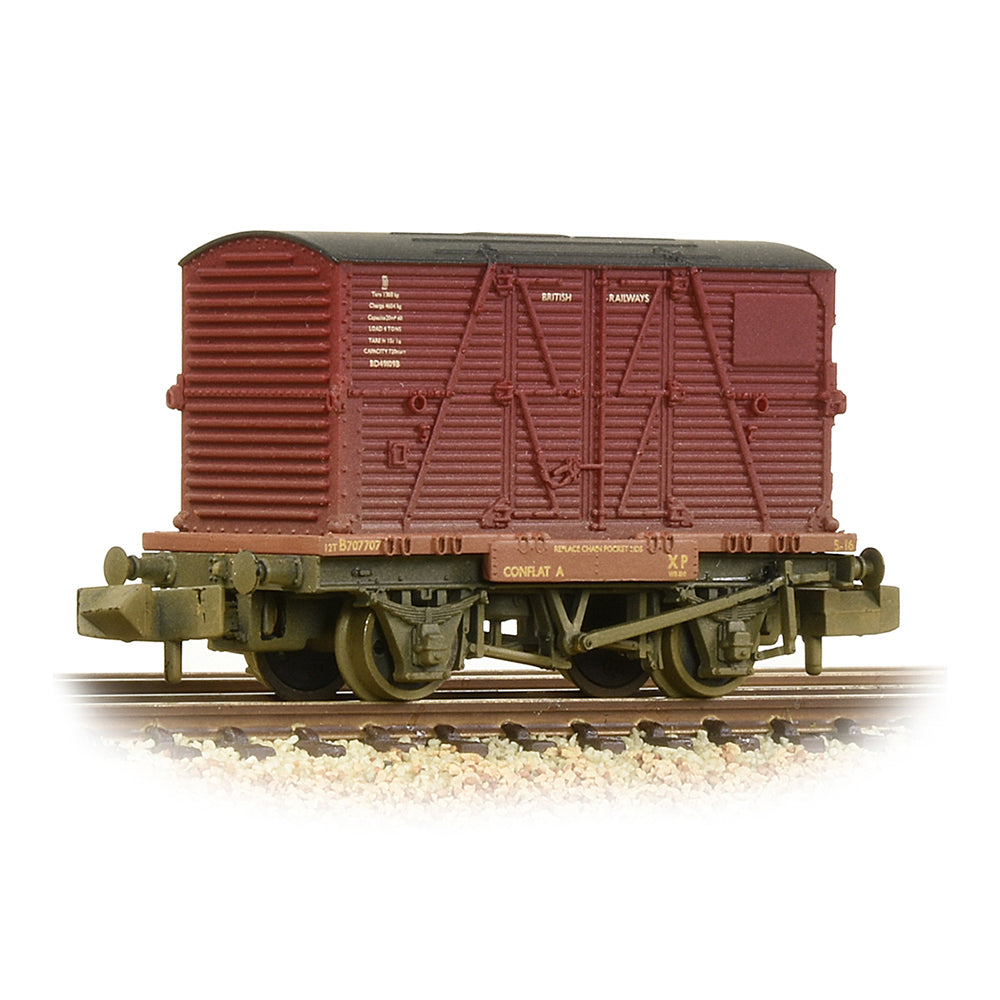 Conflat Wagon BR Bauxite (Early) with BR Crimson BD Container [W, WL]