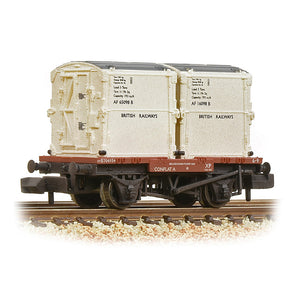 Conflat Wagon BR Bauxite (Early) with 2 BR White AF Containers [W, WL] - Bachmann -377-340B