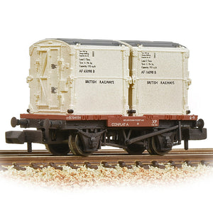 Conflat Wagon BR Bauxite (Early) with 2 BR White AF Containers [W, WL] - Bachmann -377-340B