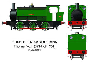 16" Hunslet "Thorne No.1" Plain Green OO Gauge Rapido 903007