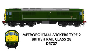 PRE ORDER - Class 28 D5707 BR Green With Full Yellow Ends - DCC SOUND N Gauge Rapido 905504