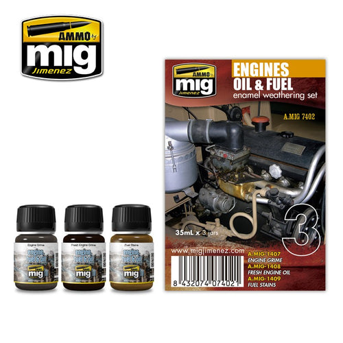 ENGINES OIL & FUEL ENAMEL WEATHERING SET