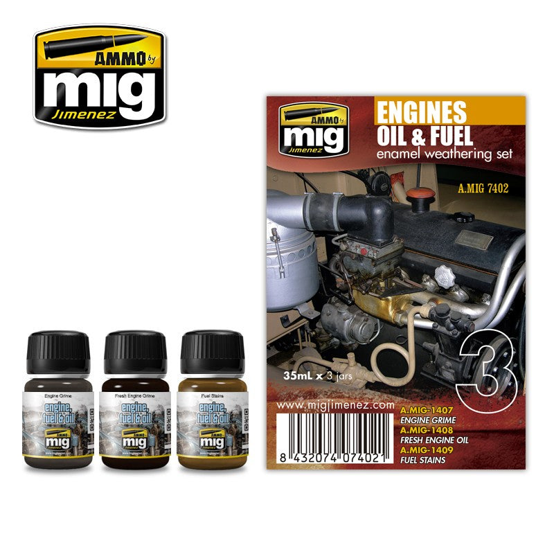 ENGINES OIL & FUEL ENAMEL WEATHERING SET