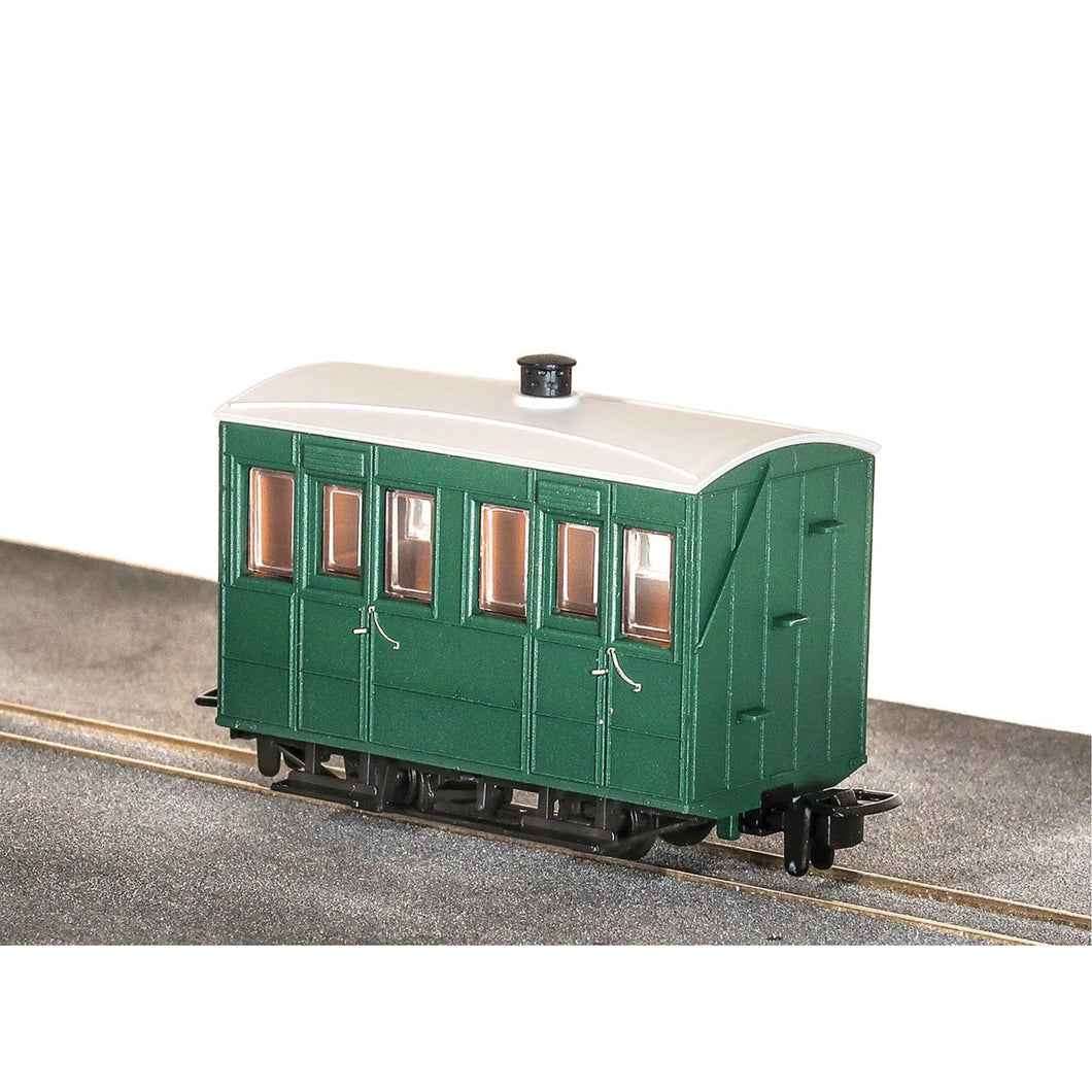 Glyn Valley Tramway 4 Wheel Enclosed Side Coach, No Markings Plain Green