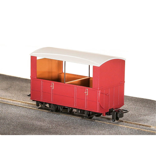 Glyn Valley Tramway 4 Wheel Open Side Coach, No Markings, Plain Red