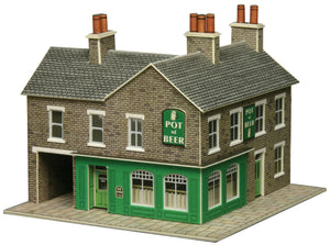 PN117 N Scale Corner Shop & Pub in Stone