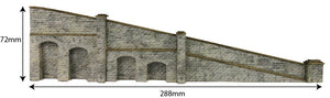 Tapered Retaining Wall in Red Brick  - N Gauge - PN148