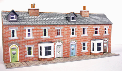 PN174 N Scale Low Relief Red Brick Terraced House Fronts790