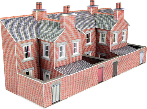 PN176 N Scale Low Relief Red Brick Terraced House Backs