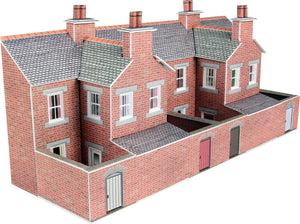 PN176 N Scale Low Relief Red Brick Terraced House Backs