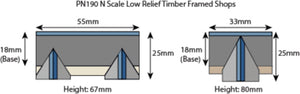 Low Relief Timber Framed Shops - N Gauge - PN190 by Metcalfe