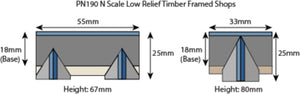 Low Relief Timber Framed Shops   - N Gauge - PN190