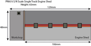 Red Brick Single Track Engine Shed - N Gauge - PN931 by Metcalfe