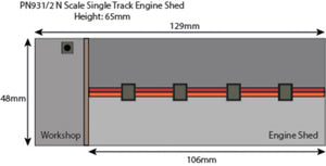 Red Brick Single Track Engine Shed  - N Gauge - PN931